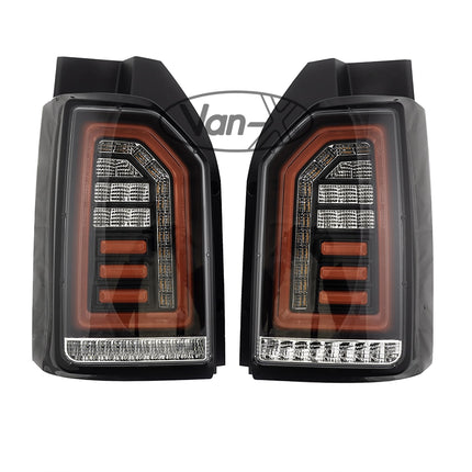 For VW T6 Transporter 2015–2020 Tailgate LED Rear Lights Clear Lens Full LED Light Upgrade – Van-X