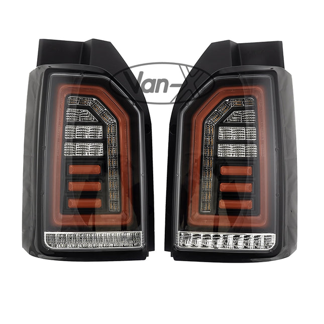 For VW T6 Transporter 2015–2020 Tailgate LED Rear Lights Clear Lens Full LED Light Upgrade – Van-X