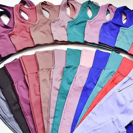 Gym Clothes Set for Women - 2-Piece Push-Up Yoga Bra & High Waist Leggings in 12 Colors