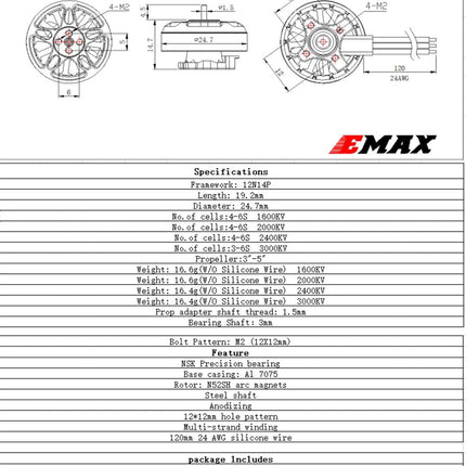 Emax Eco II 2004 Cinewhoop Motor (1600kV, 2000kV, 2400kV, 3000kV)