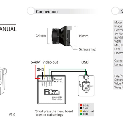 Caddx Ratel 2 1200TVL FPV Camera (2.1mm)