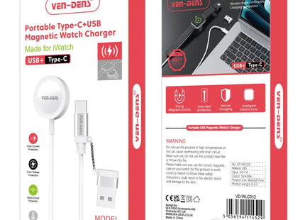 Magnetic Apple Watch Charger USB A + USB C VD-WLC012