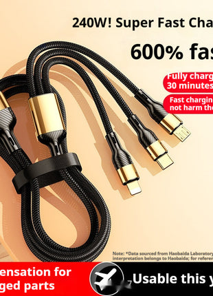 240W Super Fast Charge Suit Three-in-one Three-in-one Data Cable