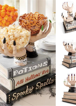 Broomstick Snack Bowl Stand Witch Hands Snack Bowl Halloween Pumpkin Snack Bowl Stand Halloween Party Creative Snack Basket
