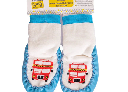 Minissa Bus Print Slipper Baby Socks