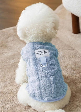 Autumn And Winter Dog Clothes Can Pull Simple Solid Color Two-legged Down Jacket Cat Warm Vest Pet Clothing