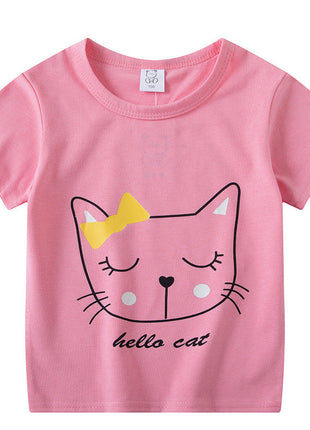 Children's Short Sleeve Boys And Girls T-shirt Cartoon Half Sleeve Top