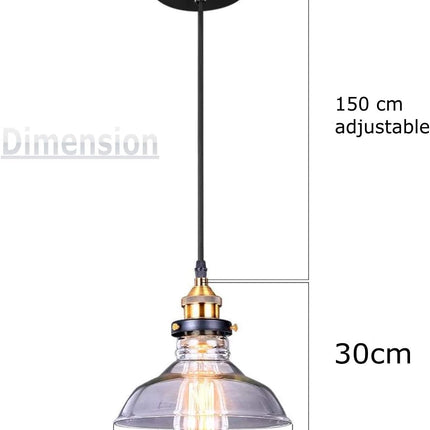 Glighone Glass Pendant Light – Retro Industrial E27 Ceiling Lamp for Kitchen