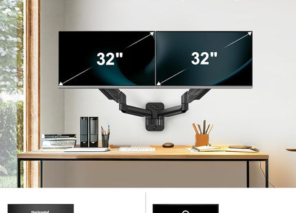 HUANUO Dual Monitor Wall Mount for 32'', Gas Spring Arm VESA 75/100