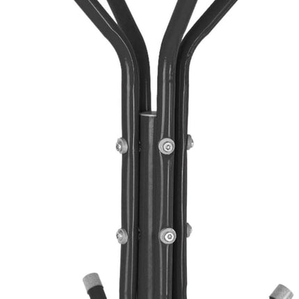 Steel Standing Coat Rack – 12 Hooks, Triangle Base, 68.5in Tall – Black