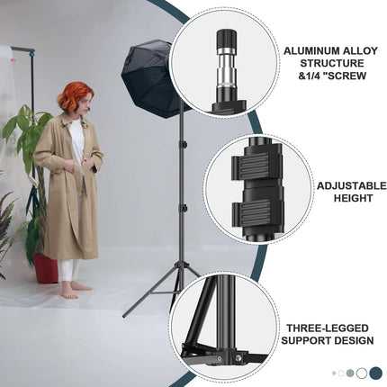 EMART 7ft Light Stands 2-Pack – Aluminum Tripods with Case for Studio Gear