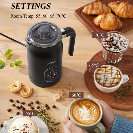 Milk Frother Electric 4 in 1 Steamer Warmer with 4 Temp Settings SHARDOR