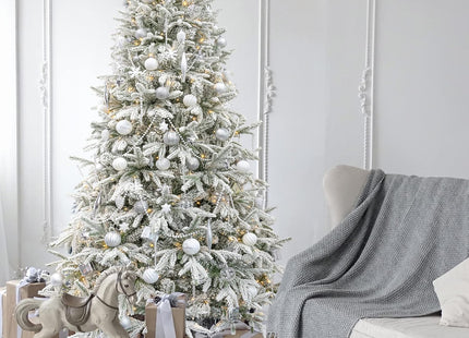 Artificial Christmas Tree 6.5ft Snow Flocked Branches Realistic Unlit Pine KI Store