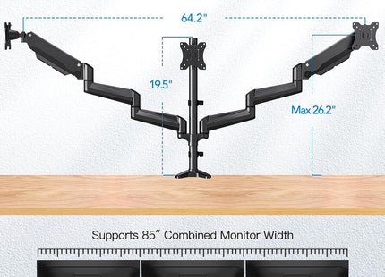 HUANUO Triple Monitor Stand - Adjustable Desk Mount for 17-32'' Screens, VESA