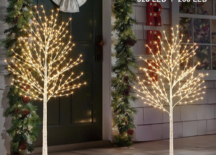 EAMBRITE Lighted Birch Tree Set, 5FT & 6FT White LED Twig Trees with Timer
