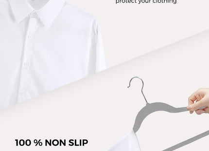 HOUSE DAY 60-Pack Grey Velvet Hangers, Non-Slip, Space-Saving, 360° Rotating