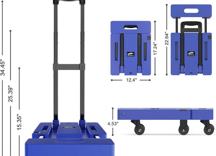 Folding Hand Truck 500LB, 6-Wheel Luggage Cart for Office & Travel SOLEJAZZ