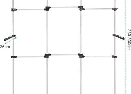 Telescopic Clothes Rack Heavy Duty Adjustable Rail with Hooks 8–10.8 ft