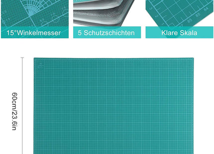 A1 PVC Cutting Mat 60x90cm – 5-Ply Self-Healing Desk Pad, Double-Sided, Green