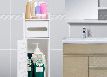 Small Bathroom Cabinet White 3 Tier Freestanding Tissue Box Storage Ejoyous