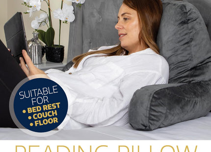 Grey Reading Pillow Memory Foam Cushion with Backrest Arm Support Dreamcatcher