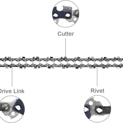 4-Pack 16'' Chainsaw Chains, 3/8'' Pitch, 0.050'' Gauge, 56 Links, Low-Kickback