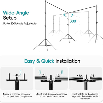 EMART 6x3m Pro Photo Studio Backdrop Stand Kit with Clamps & Bag