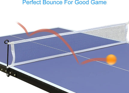 REXOUS Midsize Folding Ping Pong Table Game Set 2 Paddles 3 Balls, Net 30''x54''