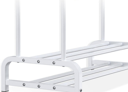 LOEFME 2-Tier Clothes Rail – Double Metal Garment Rack, White