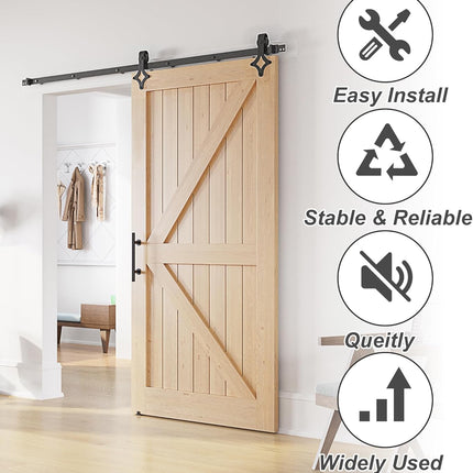 Sliding Barn Door Kit 7FT Heavy Duty Rhombic Black Track Without Door SANKEYTEW
