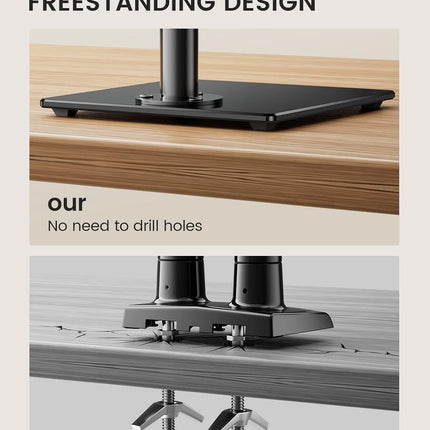 Single Monitor Stand 13 to 32 Inch Freestanding Arm Glass Base VESA ErGear