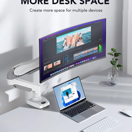 Single Monitor Arm 13 to 32 Inch Adjustable White Desk Mount VESA HUANUO