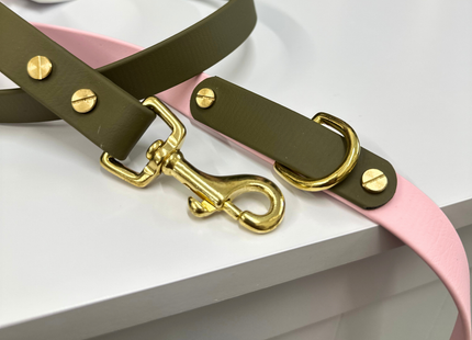 Petra Multiway Dog Lead in Olive & Pastel Pink