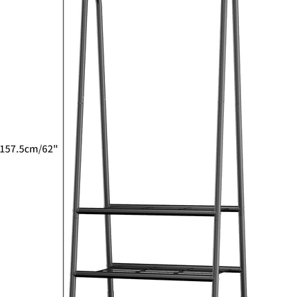 JOISCOPE Metal Clothes Rail with 2 Shelves, 62 Inch Sturdy Steel Pipe, Black