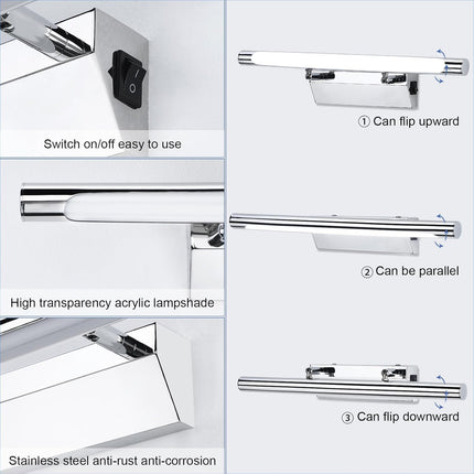 LED/Light with Switch for Mirror IP44 Waterproof Cool White 180° Adjustable Angle