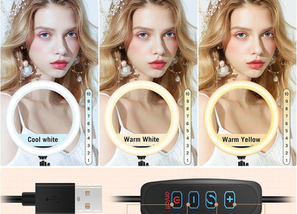 LIPETY 13'' Selfie Ring Light with Tripod, Phone Holder, 3-Color Dimmable LED