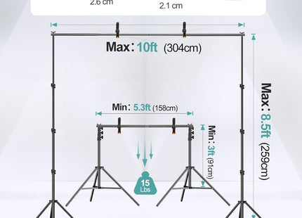 EMART 2.6x3m Backdrop Stand Kit – Adjustable Photo/Video Background Support