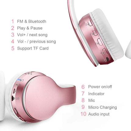 Bluetooth 5.3 Wireless Headphones Over Ear Foldable Stereo Mic LOBKIN