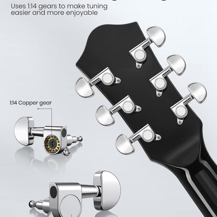 Acoustic Guitar Full Size 41 Inch Cutaway Starter Kit with Accessories Moukey