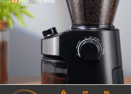 Shardor Coffee Grinder Burr Electric 25 Grind Settings with Digital Timer Black