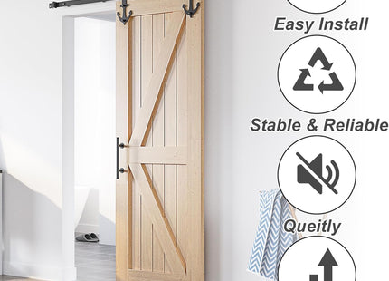 Sliding Barn Door Kit 6FT Heavy Duty Single Wood Door Track Black SANKEYTEW