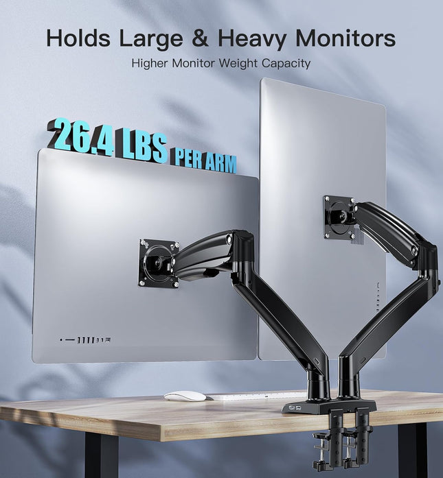 Dual Monitor Arm Adjustable Mount for 22 to 40 Inch Screens Holds 12kg HUANUO