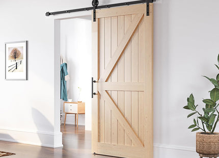 Sliding Barn Door Kit 7.5FT Heavy Duty Large Wheel Black Track SANKEYTEW