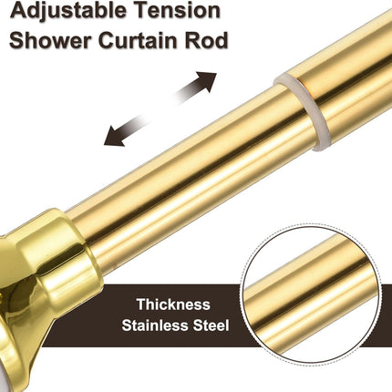 Spring Tension Shower Curtain Rod 70-120cm Adjustable with Rings Gold