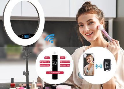 EOTO 19'' LED Ring Light with Tripod LCD Touch Dimmable for Makeup, Vlogs CRI>97