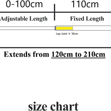 16/19mm Dia 120-210cm Extendable Curtain Pole Set, White, Ball Finials 48-84inch