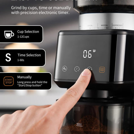 Conical Burr Coffee Grinder Electric 51 Settings with Timer Touchscreen Shardor
