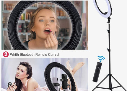 EOTO 18'' LED Ring Light w/ Tripod Dimmable Makeup Light for Studio & Vlog CRI 90