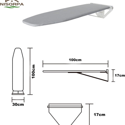 Wall Mounted Ironing Board Fold Down Heat Resistant Compact Space Saver Nisorpa