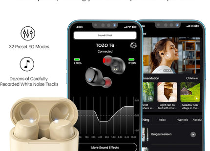True Wireless Earbuds Bluetooth 5.3 Deep Bass IPX8 Touch Control TOZO T6